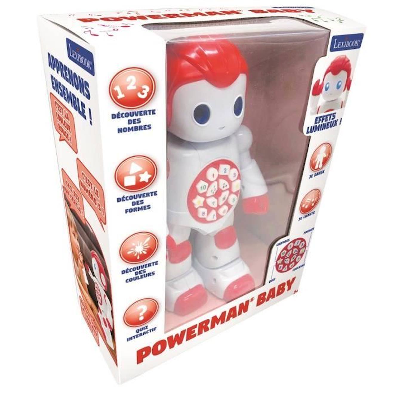 POWERMAN® FIRST Robot Parlant Interactif Jouet d'Eveil et d'Apprentissage (Français) blanc