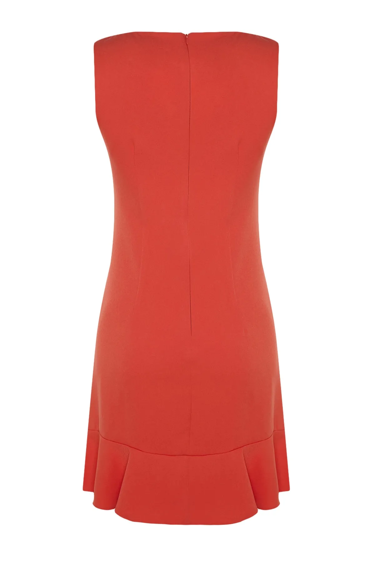 Trendyol Collection  Granatapfelblüten-Volant, geknöpft, A-Linie/Glockenform, gewebtes Minikleid TWOSS23EL02259