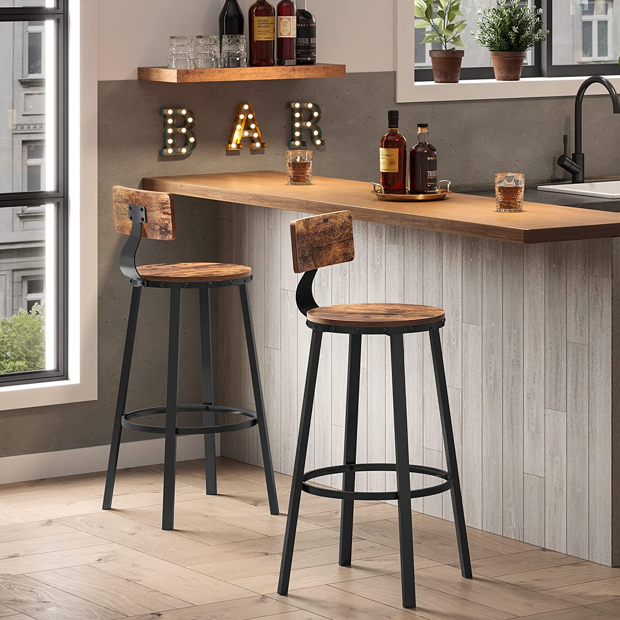 Vasagle Barhocker, 99x54x54cm, Rustikales Braun