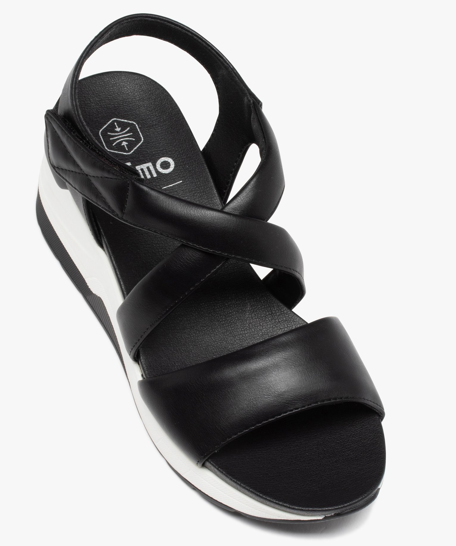Sandales femme compensées style baskets à brides unies noir | GEMO