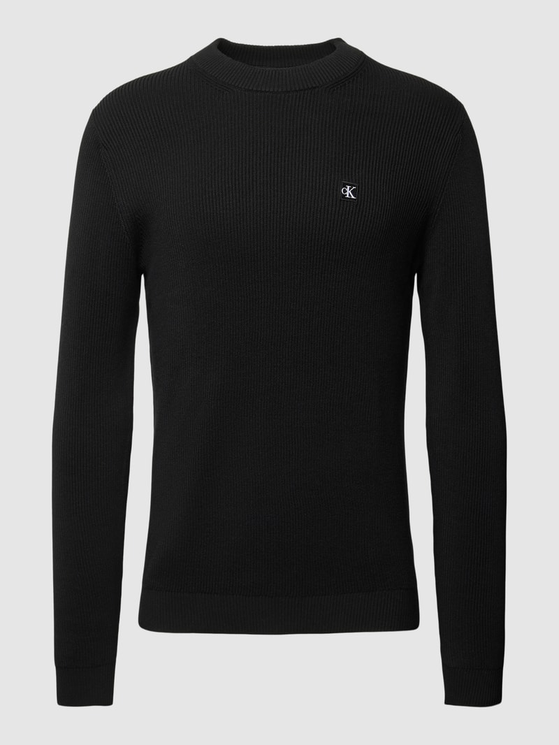 Strickpullover mit Logo-Stitching Modell 'EMBRO' in black