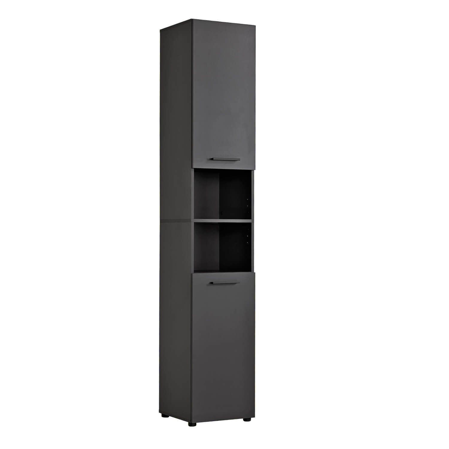 mokebo Hochschrank Der Kapitän (mit 5 Einlegeböden) Badezimmerschrank 35cm Breite mit 6 Fächern, Badschrank Anthrazit