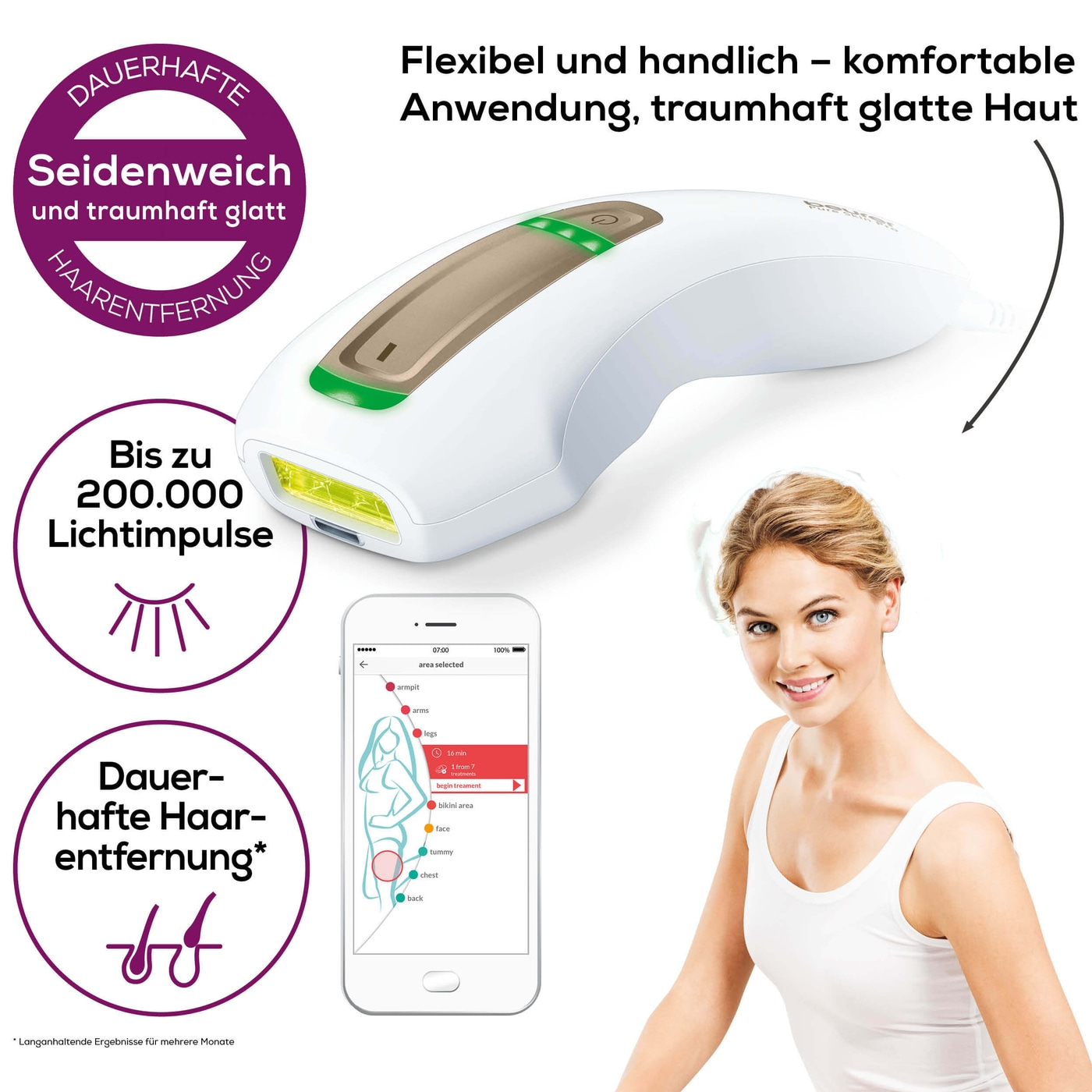 Beurer dauerhafte Haarentfernung IPL Pure Skin Pro-Dauerhafte Haarentfernung mit dem handlichen IPL-Kompaktgerät