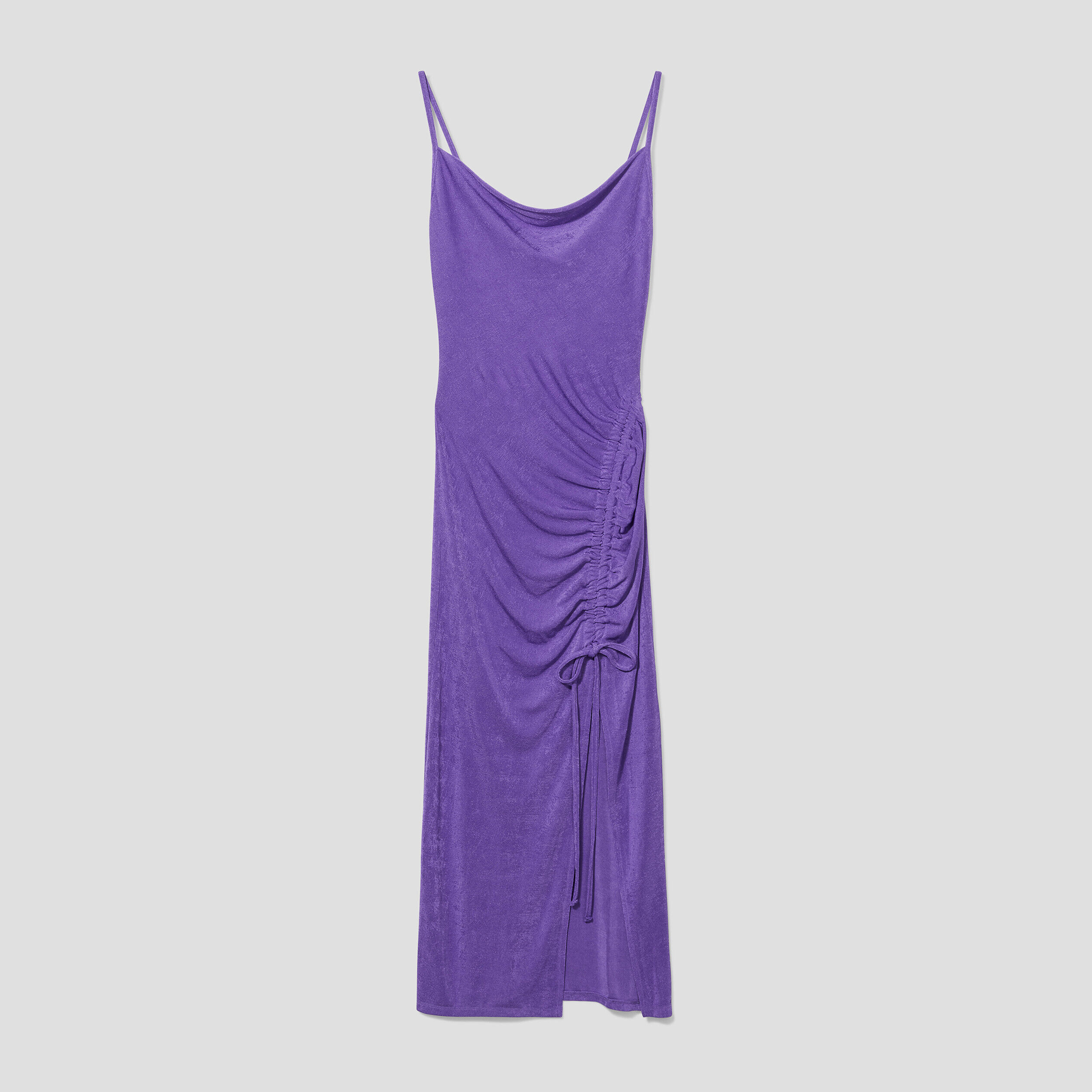 Robe longue ajustée satin violet foncé femme | Cache Cache