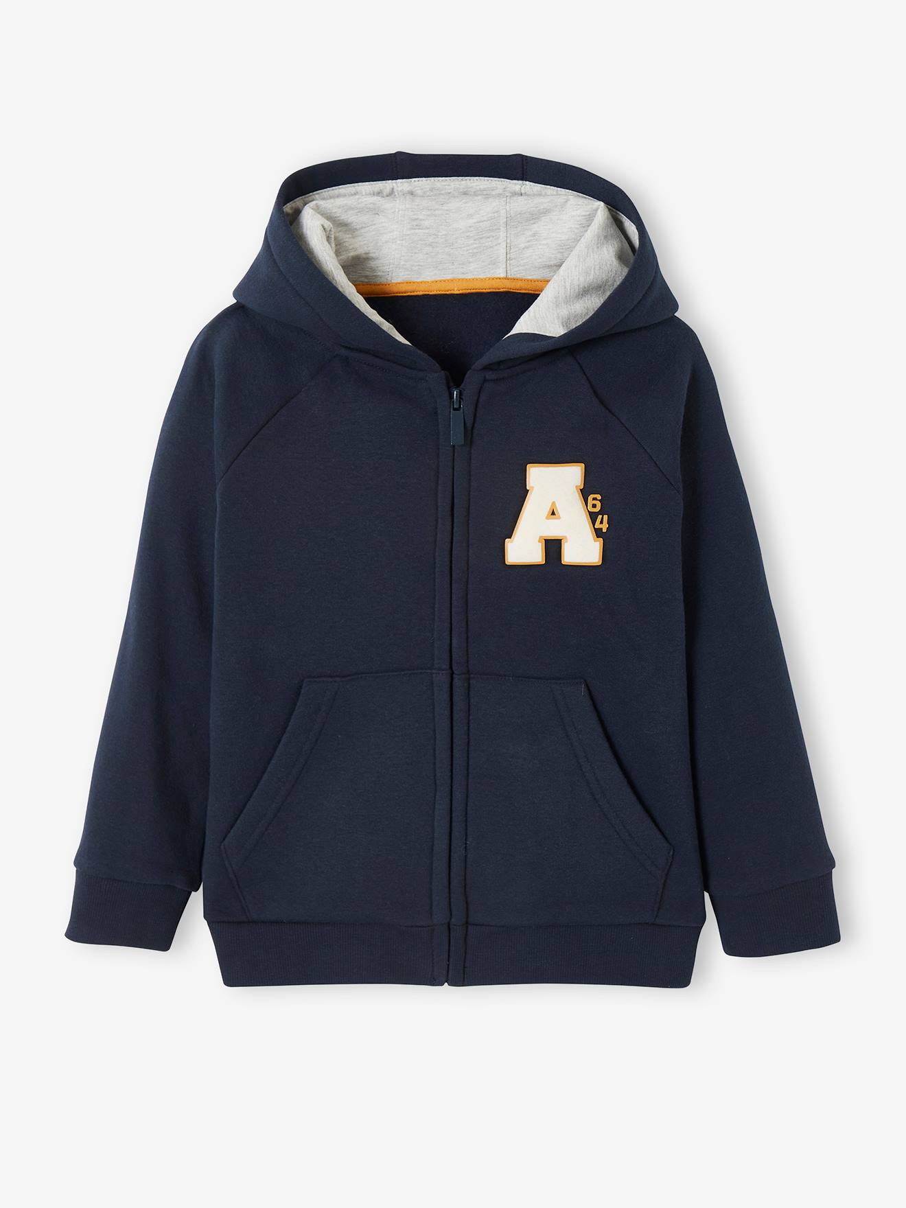 Sweat à capuche zippé style collège garçon vert moyen