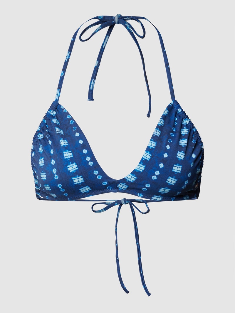 Bikini-Oberteil mit Allover-Muster in blau meliert