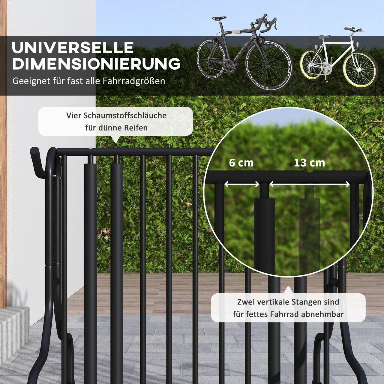 DURHAND Fahrradständer, Radständer Aufstellständer bis 4 Fahrräder beidseitig
