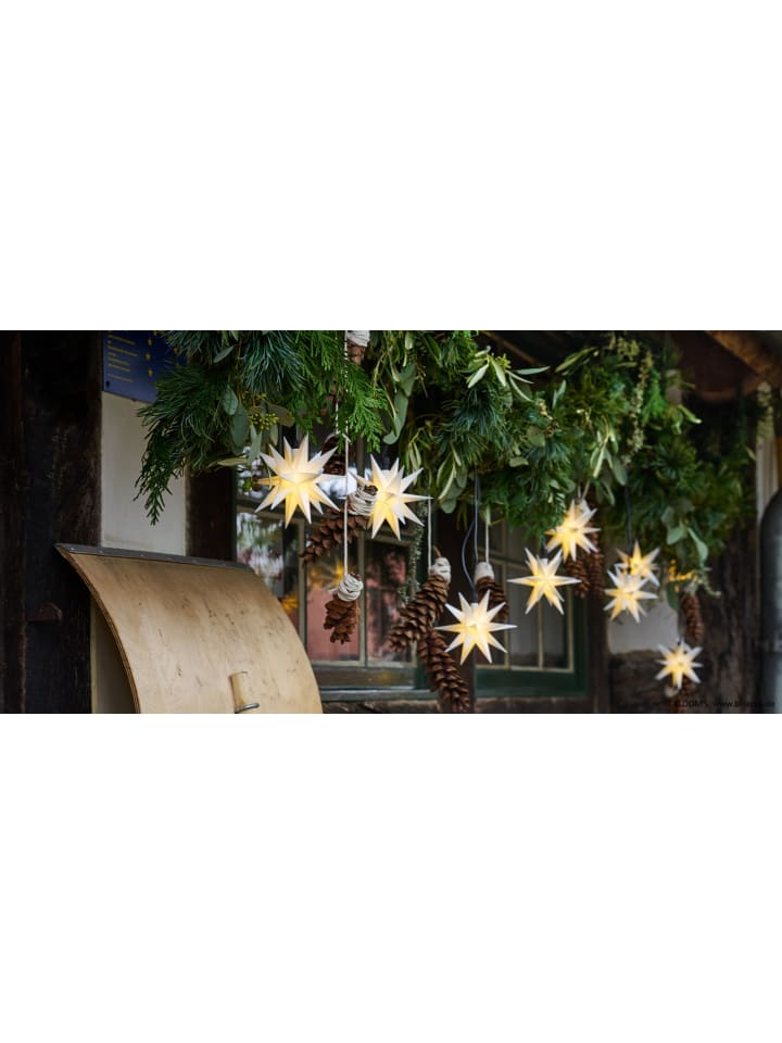 Sterntaler Sternenkette | Weihnachtsstern Kette | 9 Sterne | 18 Zacker | Weiß | günstig kaufen onesize