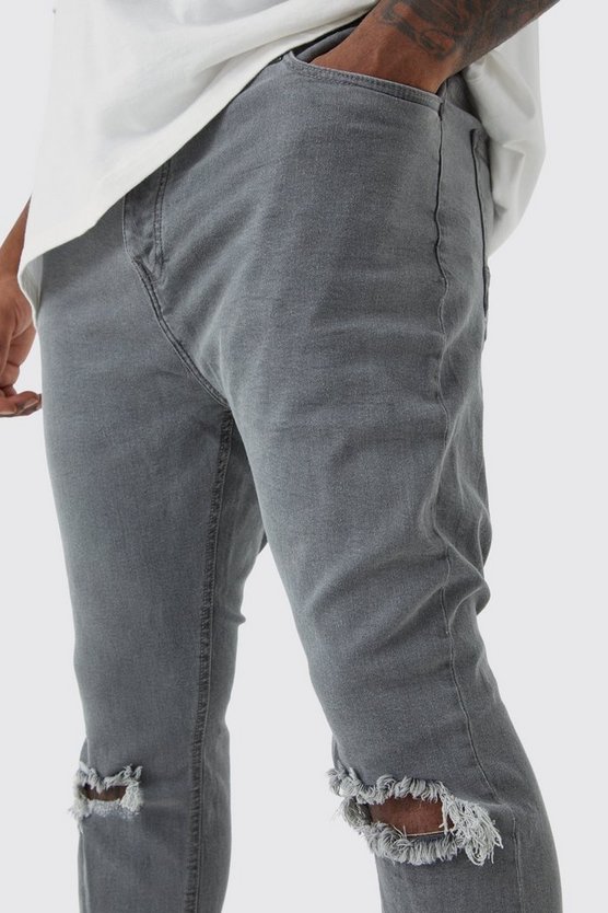Plus Super Skinny Stretch Jeans mit Riss am Knie