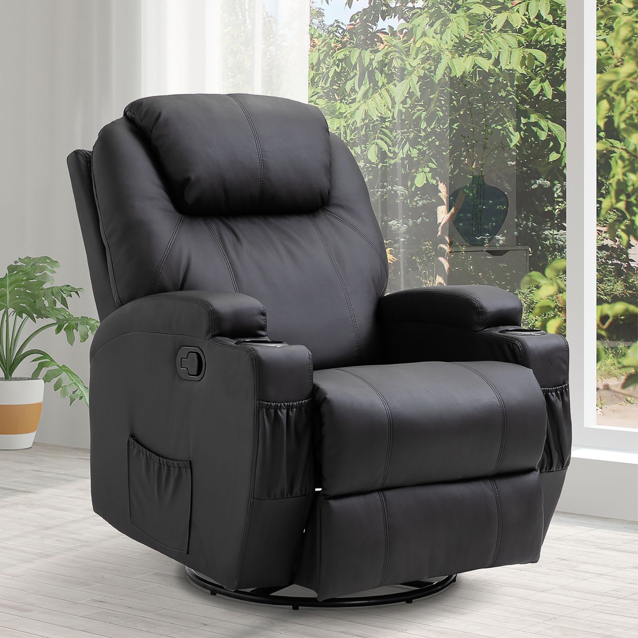 HOMCOM Massagesessel Fernsehsessel Relaxsessel Sessel 5 Massage-Modi Schwarz