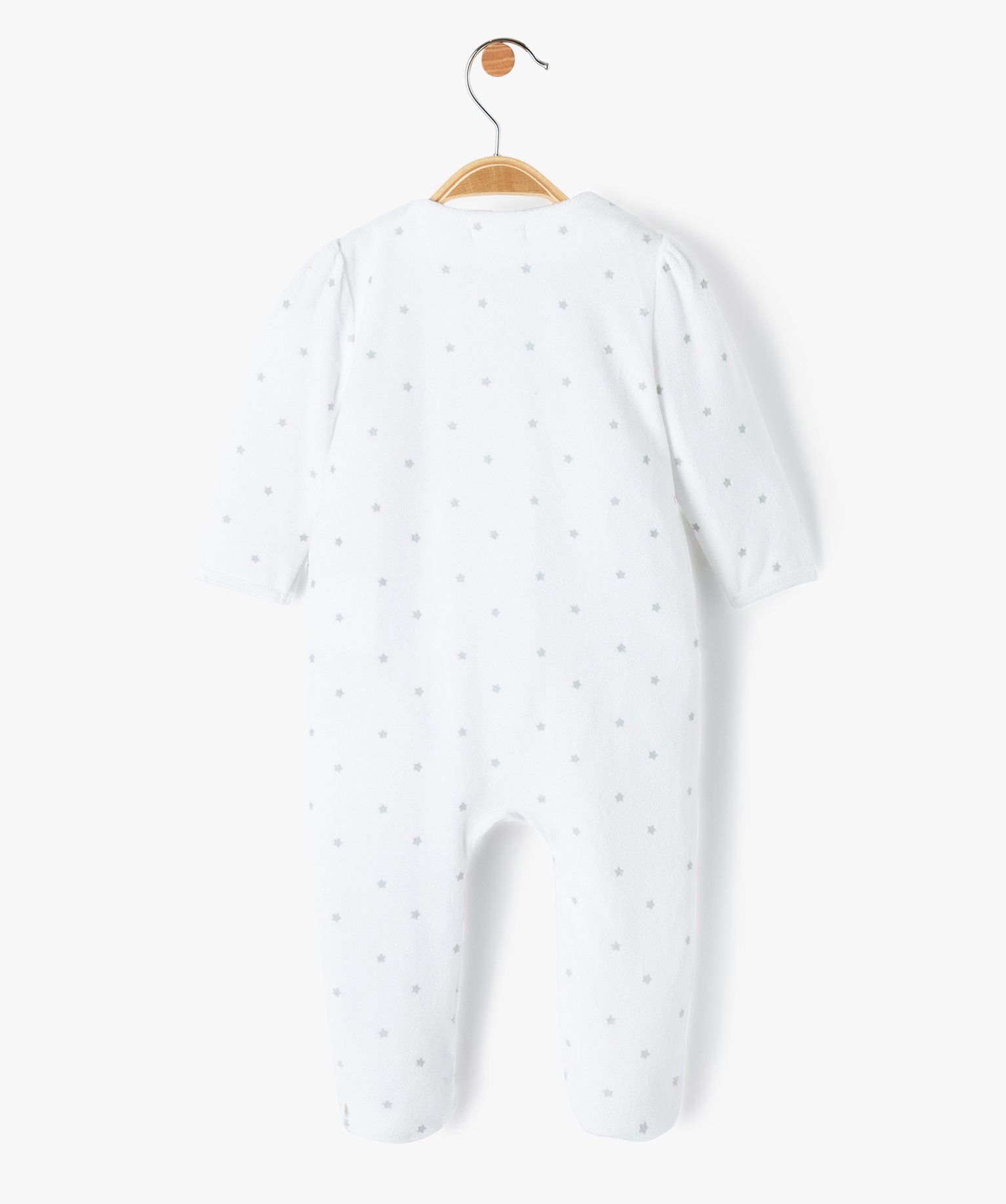 Pyjama bébé en velours avec ouverture avant et motifs éto... blanc | GEMO