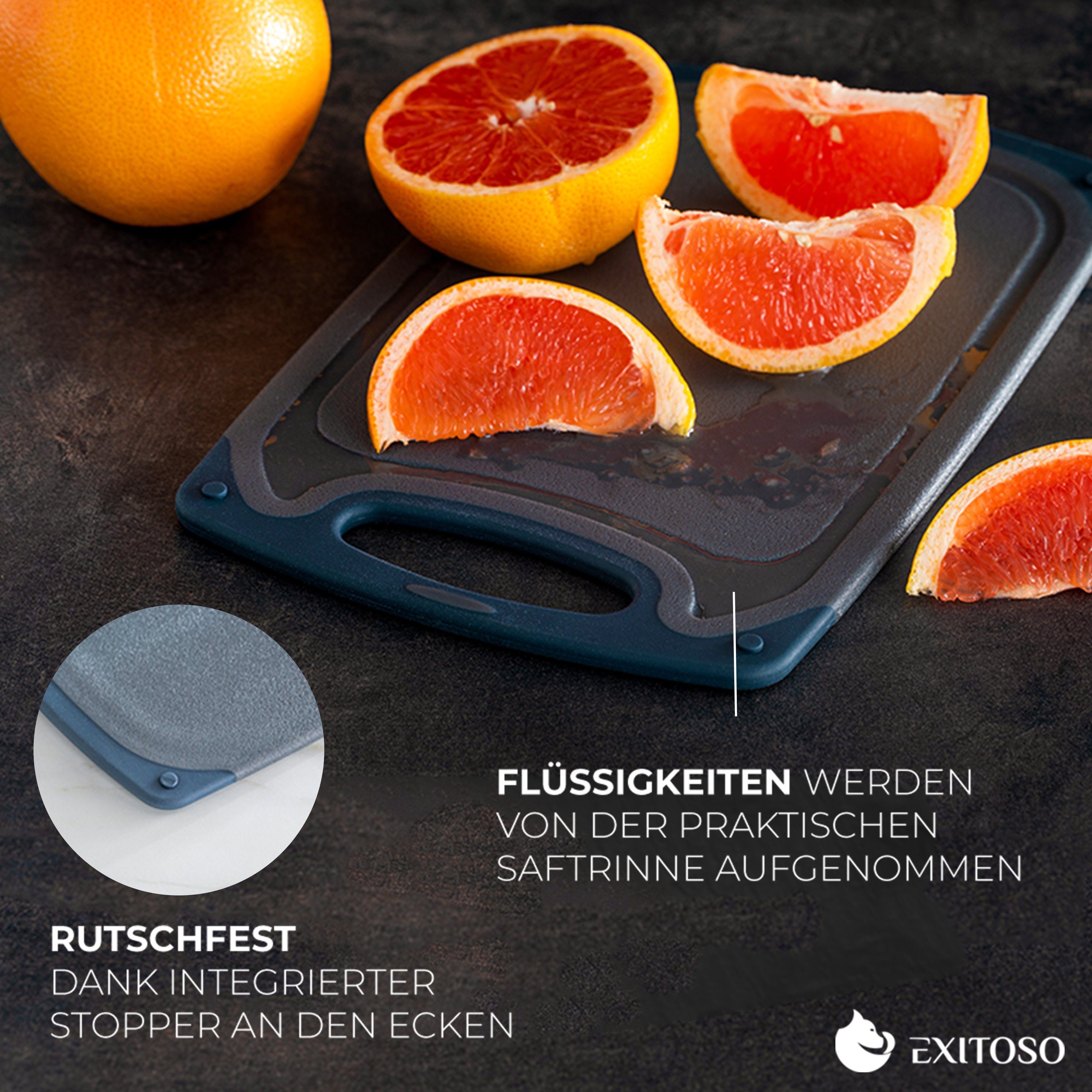 Exitoso Frühstücksbrett BPA Frei - Spülmaschinenfest mit Saftrillen, (6-St., Schneidebretter für die Küche), Mit Griff - Antibakteriell - 25x15 cm