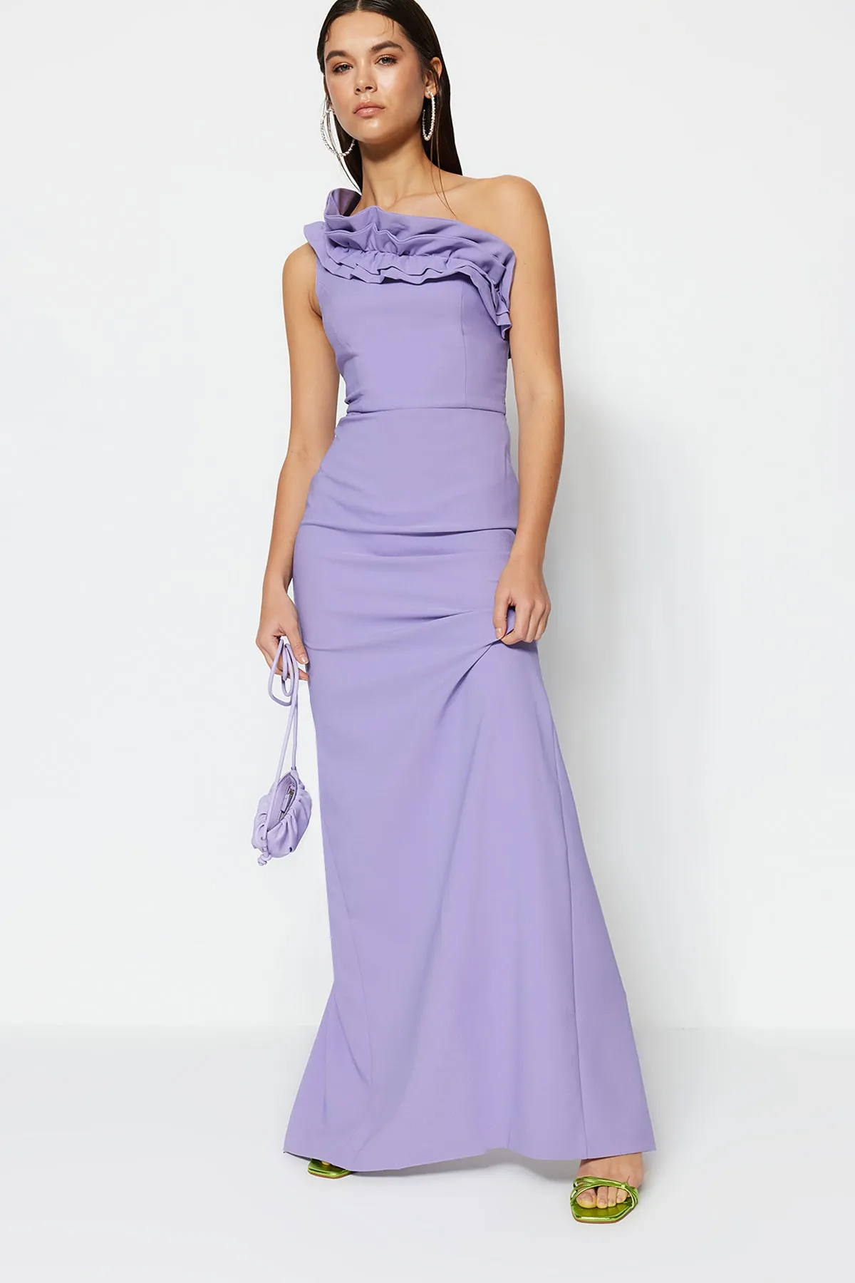 Trendyol Collection  Lila gewebtes langes Abendkleid TPRSS21AE0044