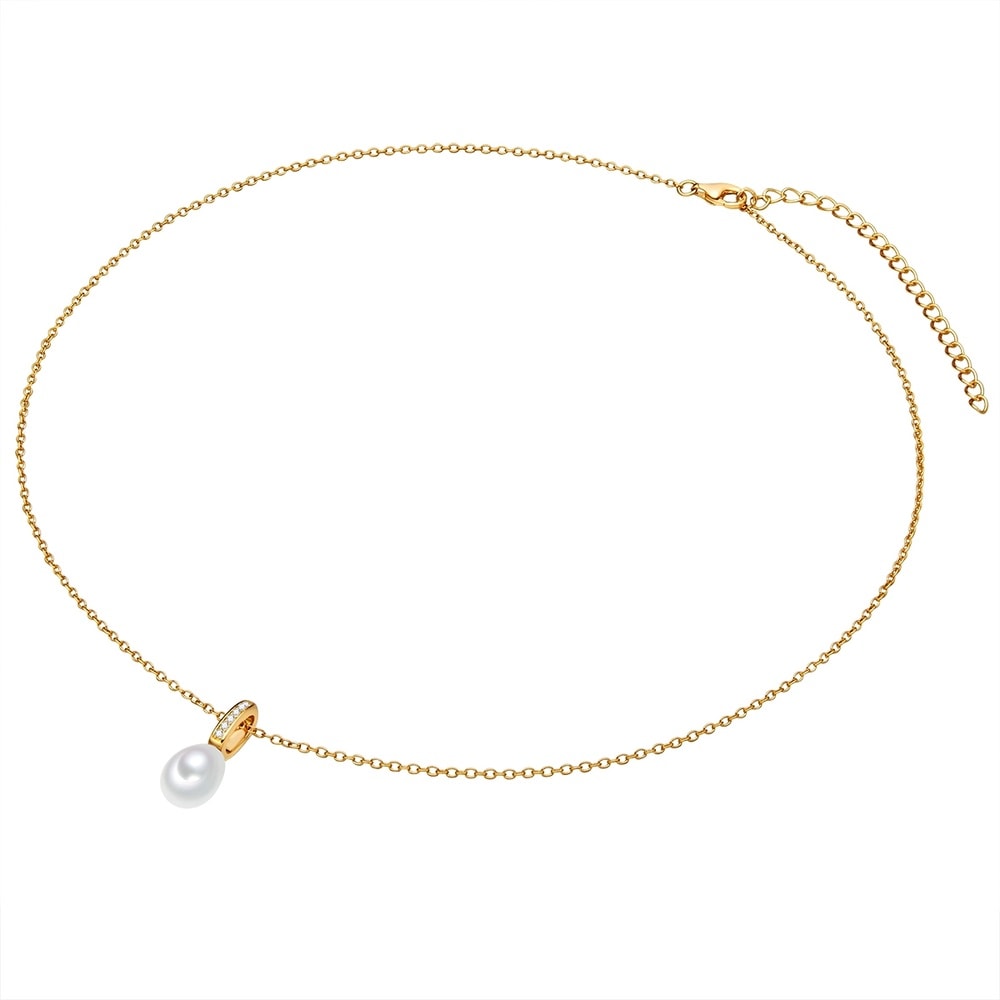 Valero Pearls Collier en argent Argent sterling Oxyde de zirconium (CZ) Perle de culture d'eau  collier
