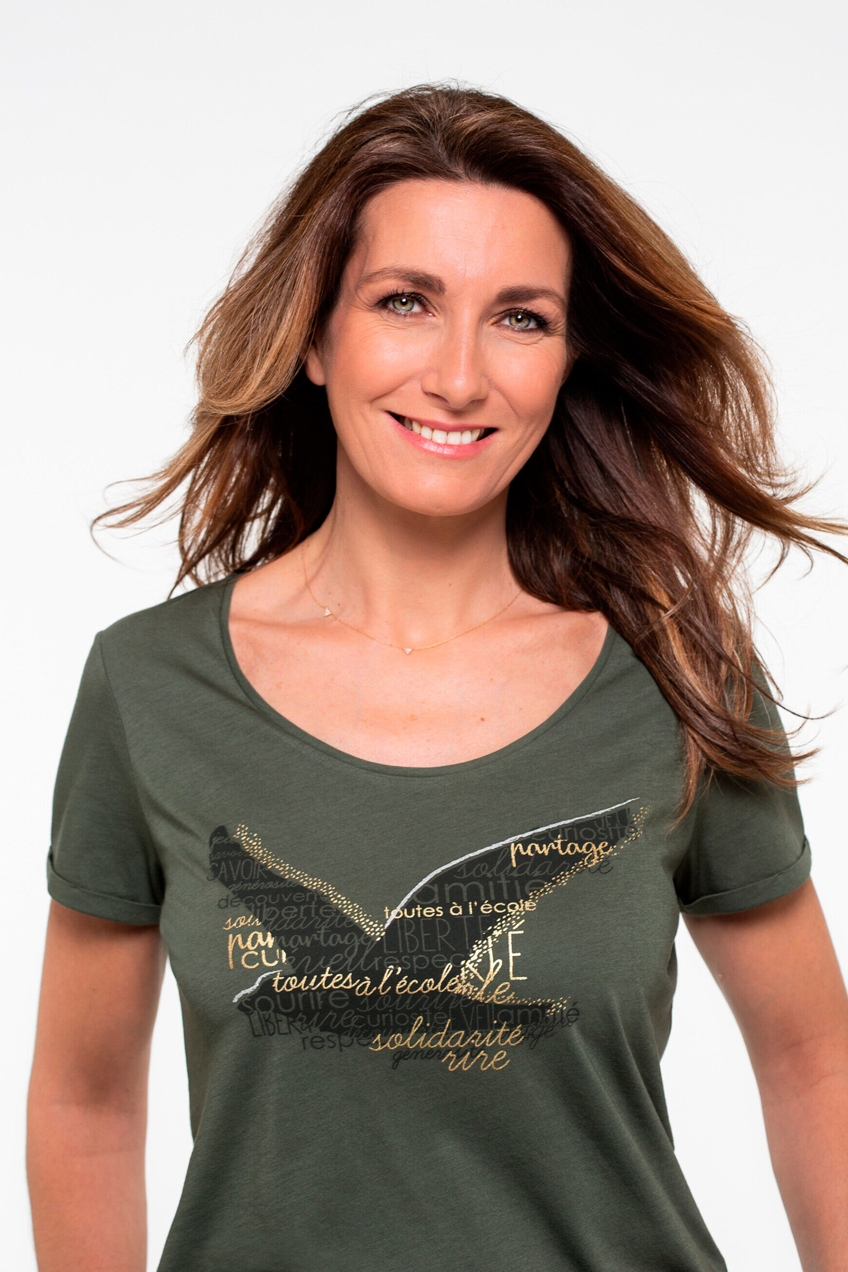 T-shirt Maddy vert kaki femme