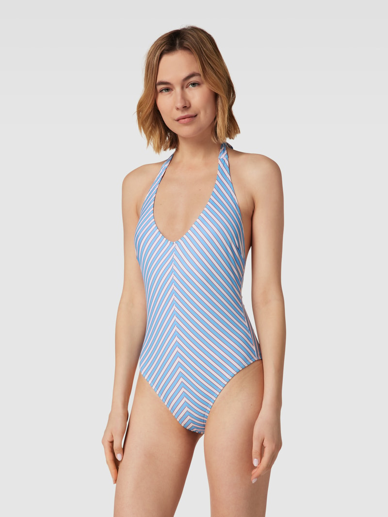 Badeanzug mit Streifenmuster Modell 'Aloha' in hellblau