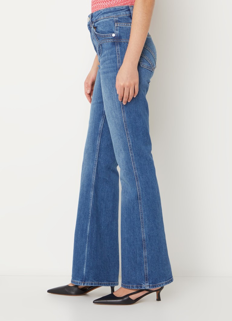 Pantaloni cowboy Maje cu talie înaltă și buzunare, spălare medie