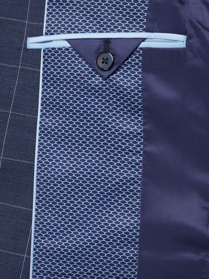 Slim Fit 2-Knopf-Sakko mit Gitterkaro Modell 'Casper' in marineblau
