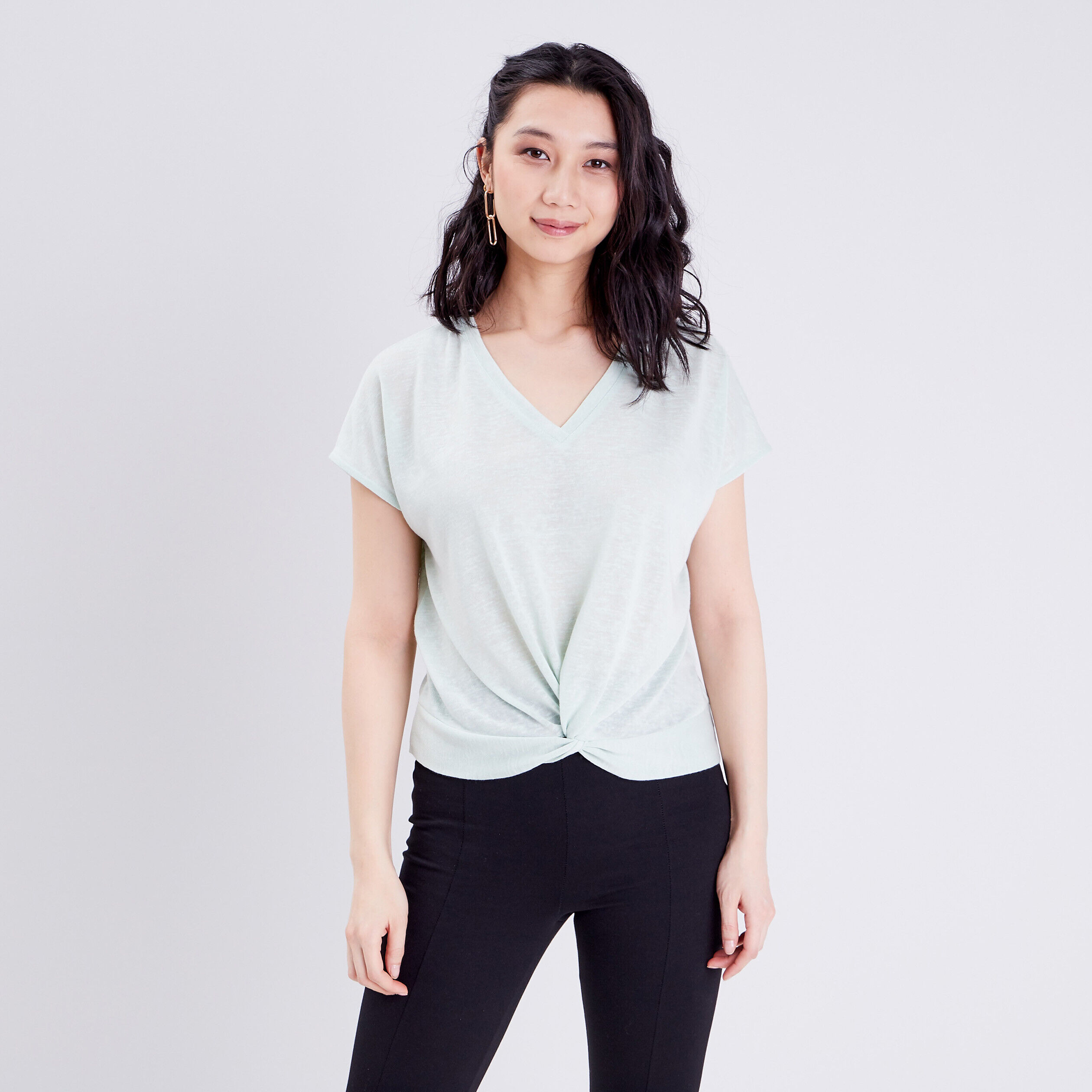 T-shirt manches courtes vert clair femme | Cache Cache