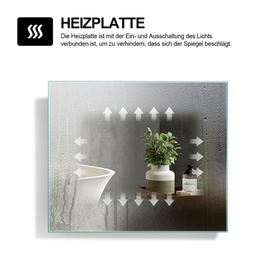 Faizee Möbel Badmöbel-Set Badmöbel Set 90 cm Weiß komplett Set Vormontiert Weiß mit LED, (Komplett-Set, 5-St), badmöbel set Weiß komplett Set LED-Spiegel mit Touch-Funktion