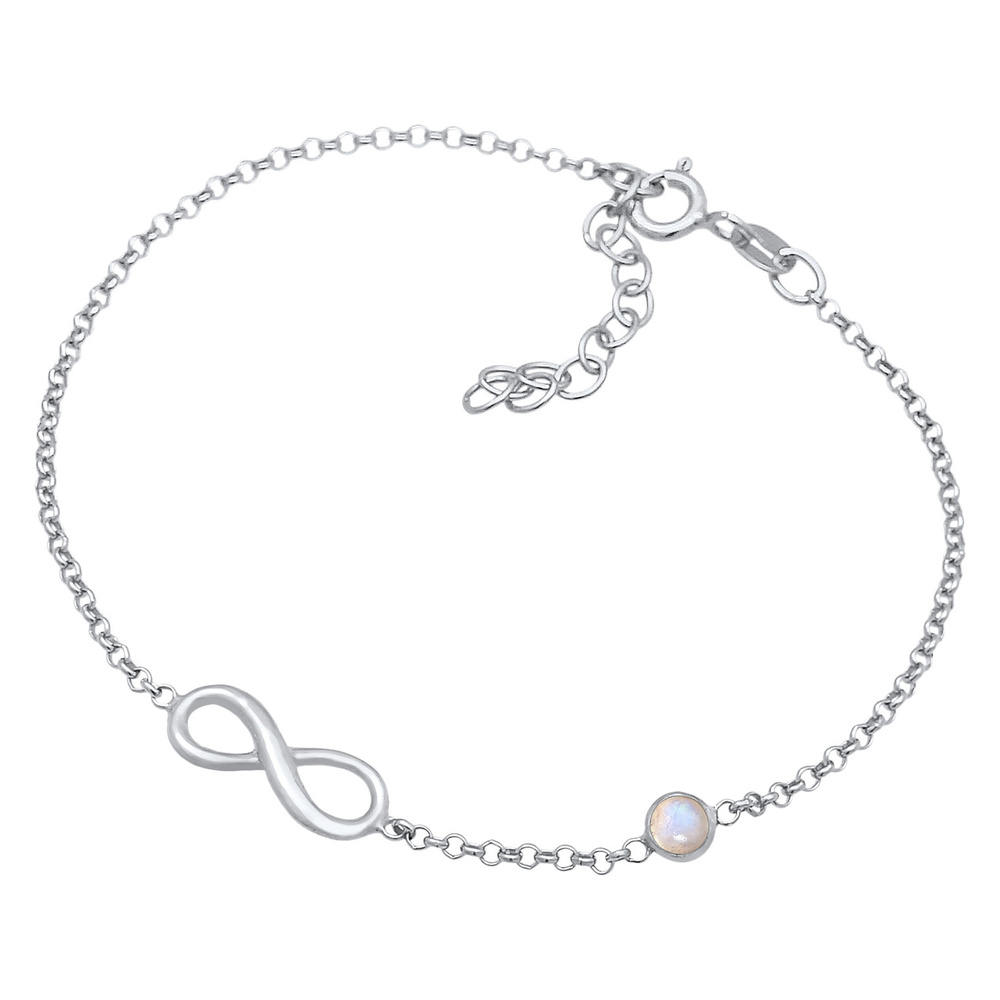 Elli Elli Bracelet Femmes Solitaire symbole d'infini avec Pierre de Lune en Argent Ste Bracelet