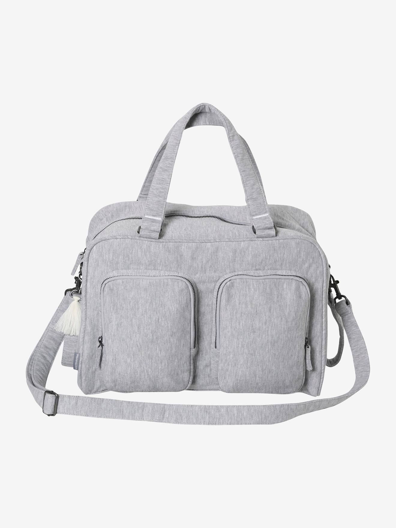 Vertbaudet Wickeltasche FAMILY, Sweatware, personalisierbar - grau meliert
