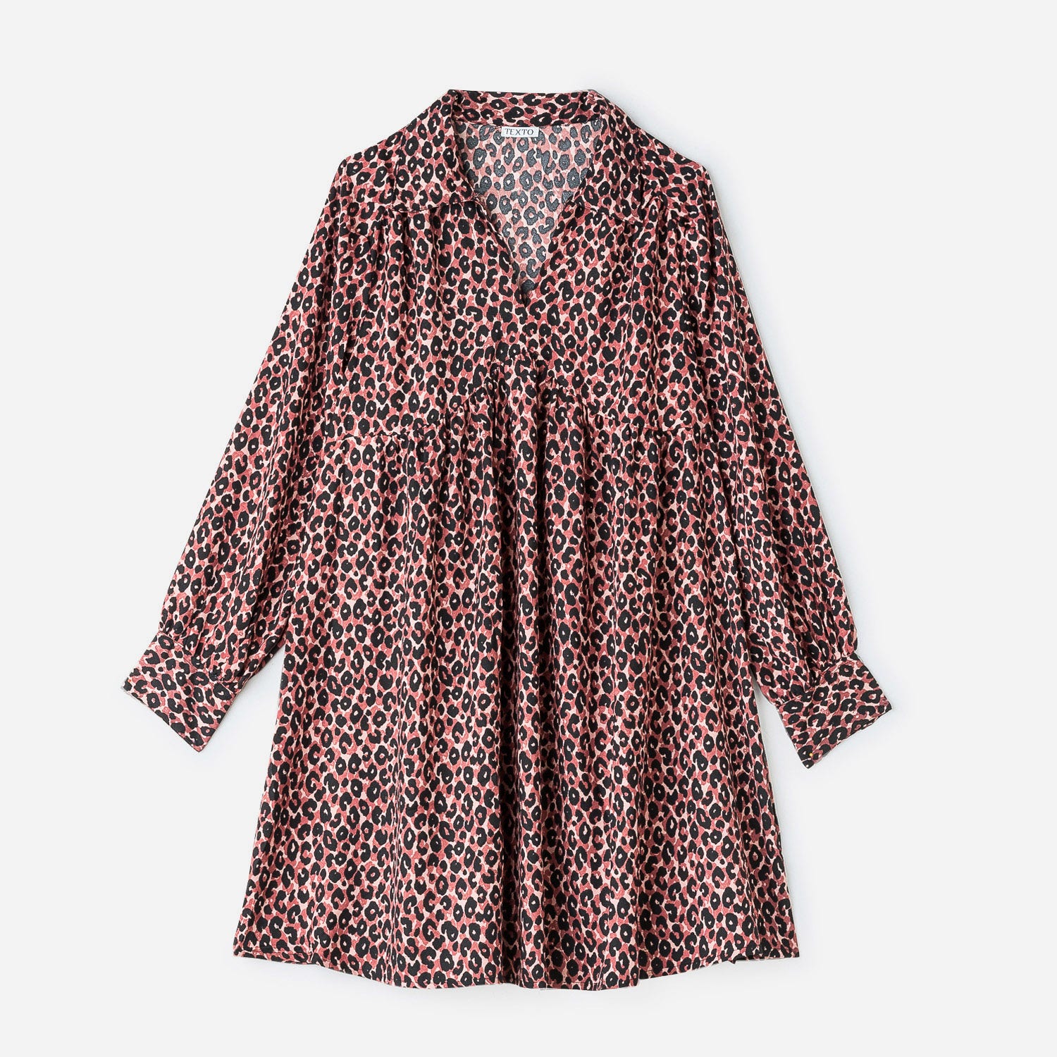 Robe TEXTO vieux rose à motif léopard