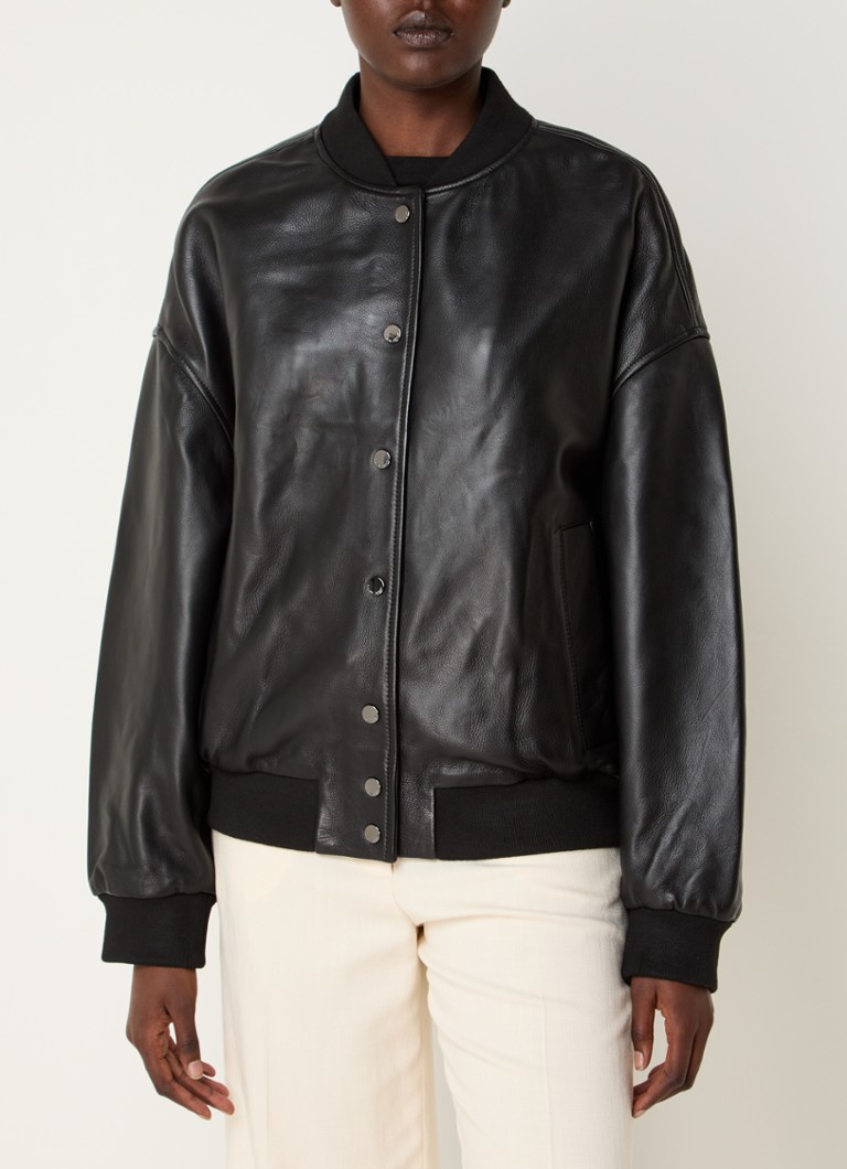 Claudie Pierlot Clion lambskin bomber jacket με στάμπα στην πλάτη