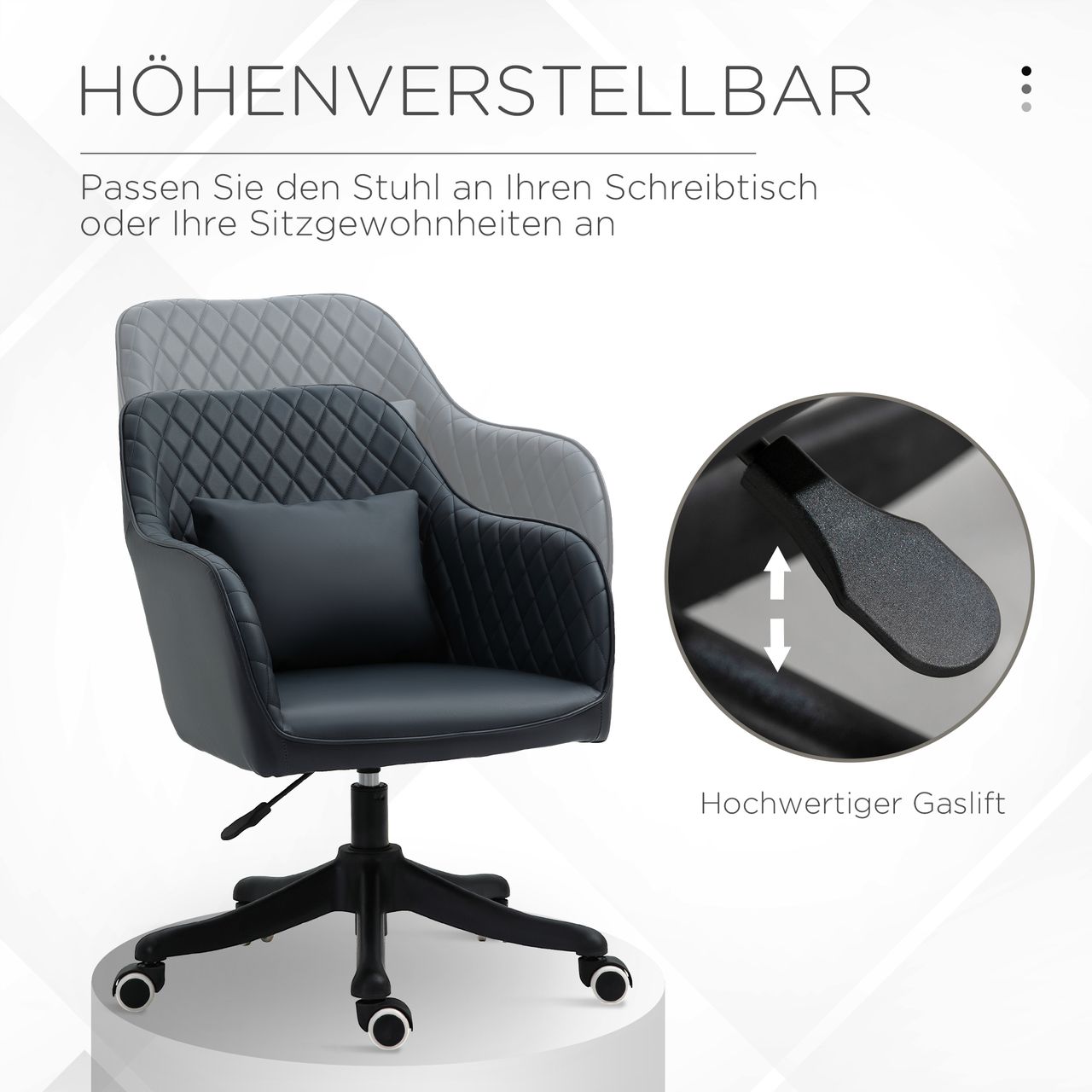 Vinsetto Massage Bürostuhl Vibrationsfunktion Massagefunktion PU Anthrazitgrau