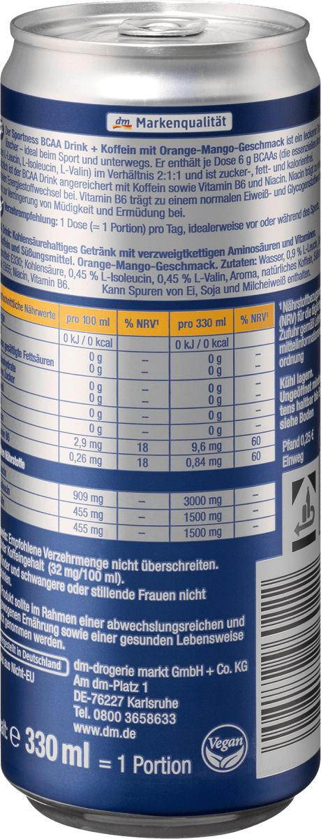 BCAA Drink + Koffein, Orange-Mango-Geschmack, 330 ml EINWEG