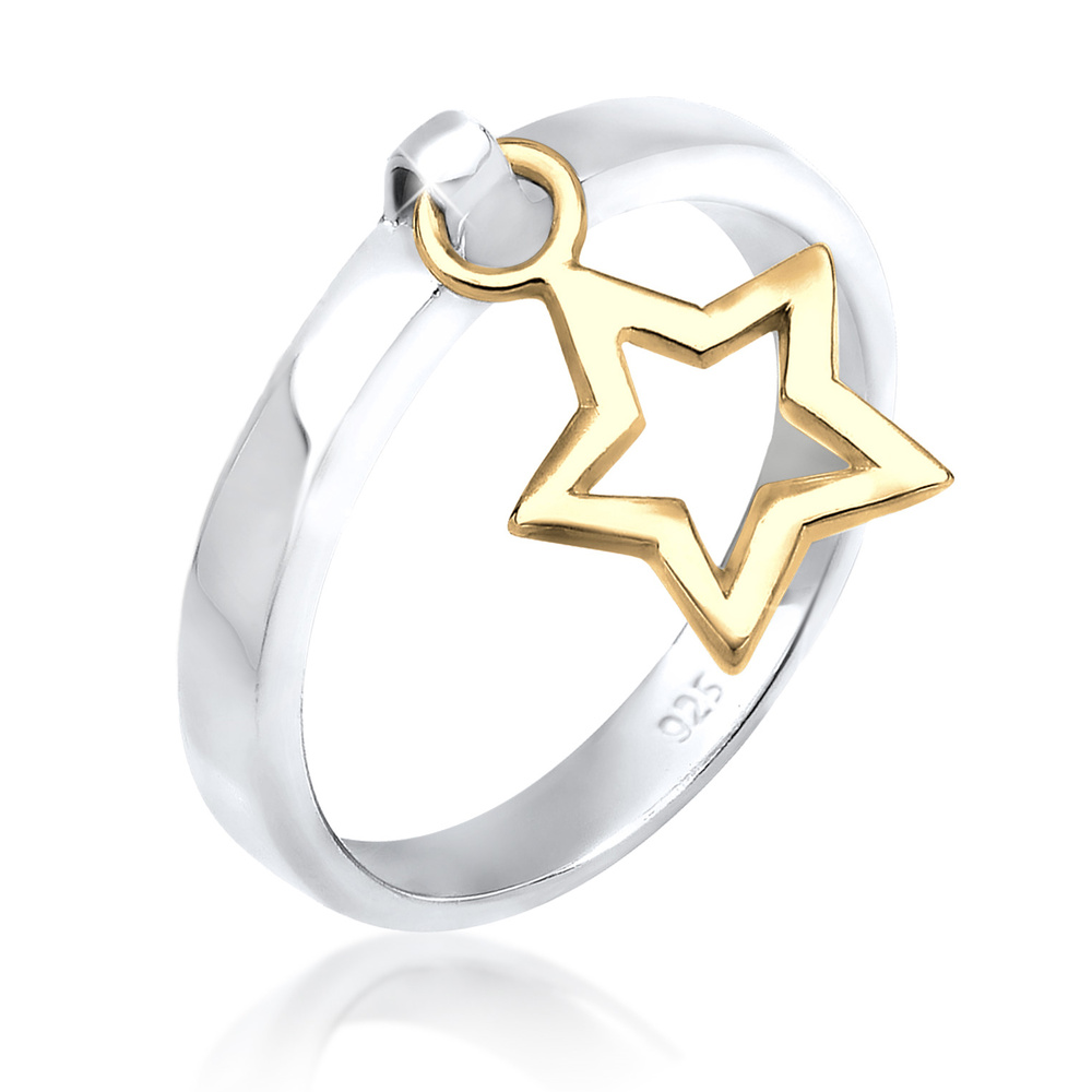 Elli Elli Bague Pendentif étoile pour Femmes en argent sterling 925 Bague