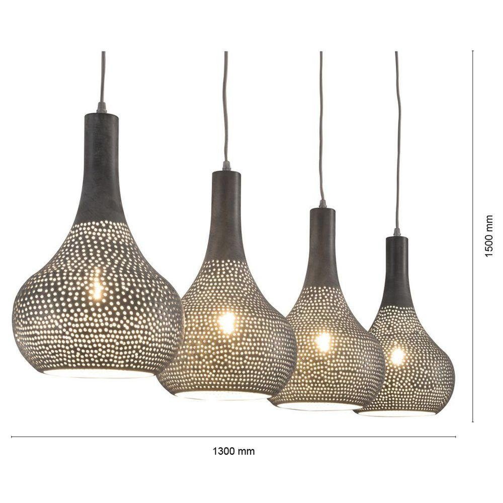 famlights Hängeleuchte, Pendelleuchte Nela aus Metall in Grau 4xE27, keine Angabe, Leuchtmittel enthalten: Nein, warmweiss, Hängeleuchte, Pendellampe, Pendelleuchte