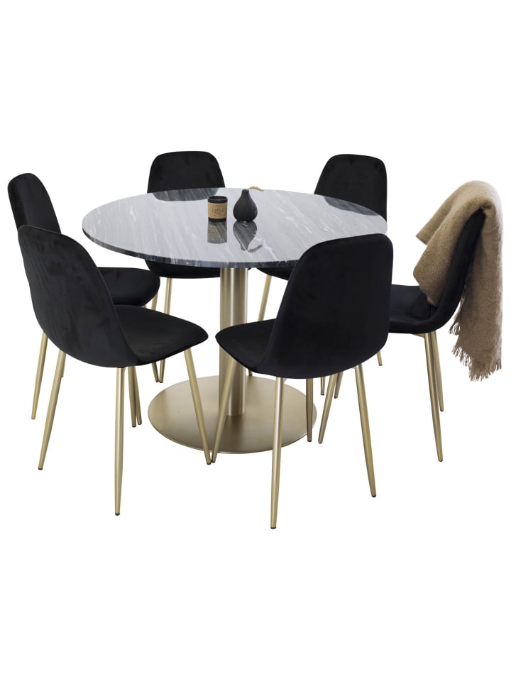ebuy24 Essgruppe Estelle 9 (7-teilig) Schwarz 106 x 106 cm günstig kaufen onesize