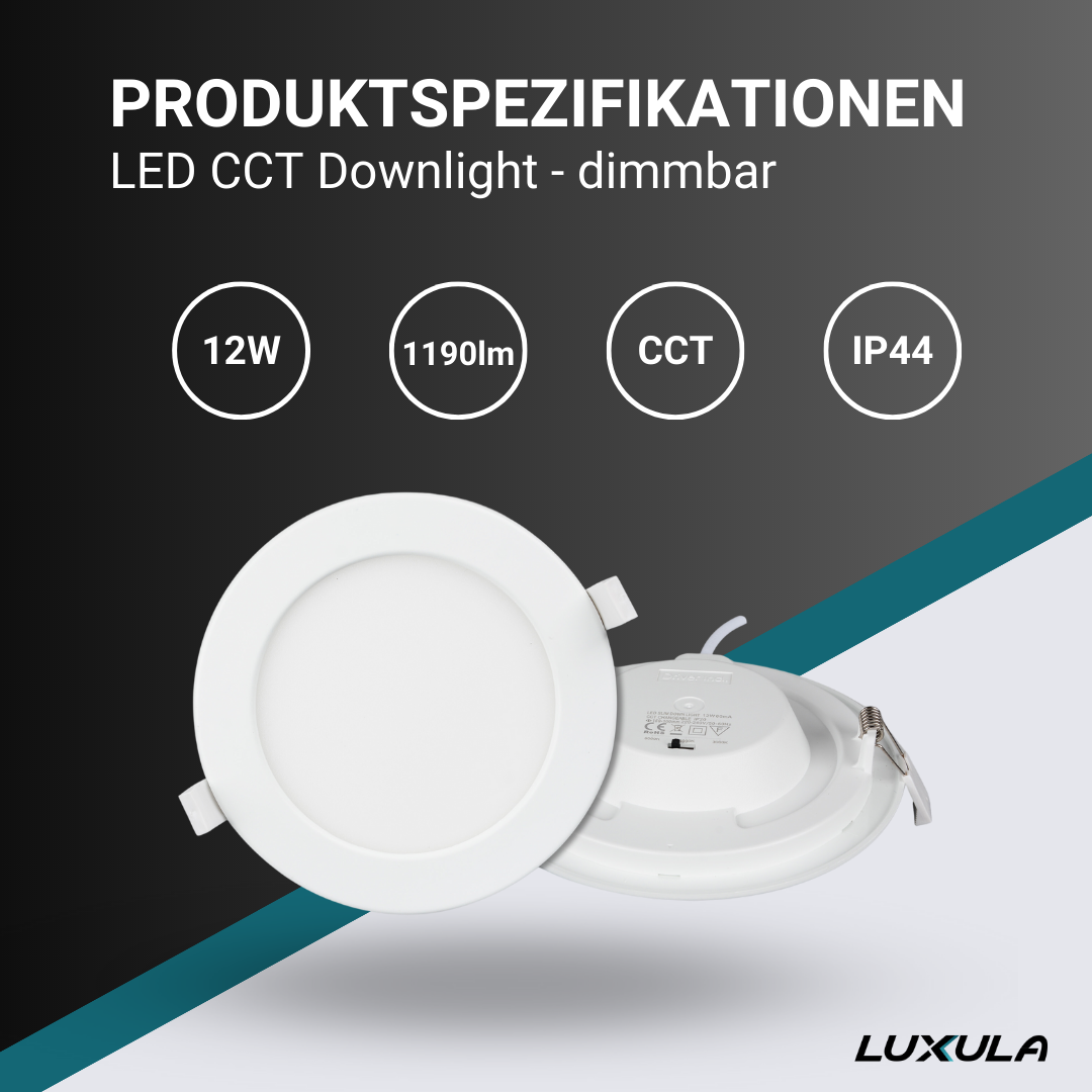 LUXULA LED CCT Downlight, dimmbar 12W, ø170mm