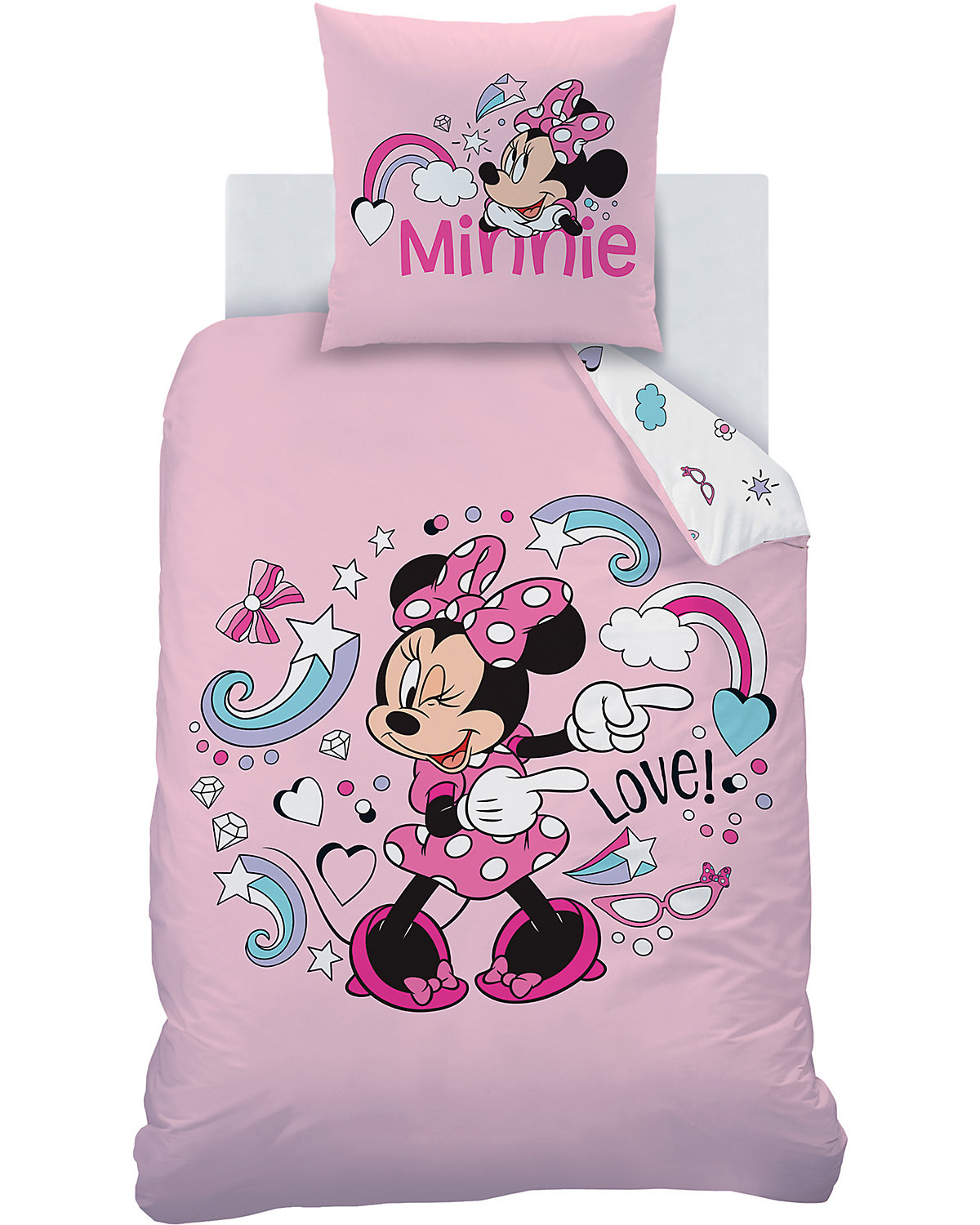 Wende-Kinderbettwäsche   Home Minnie Wink, Renforcé, 135 x 200 + 80 x 80 cm