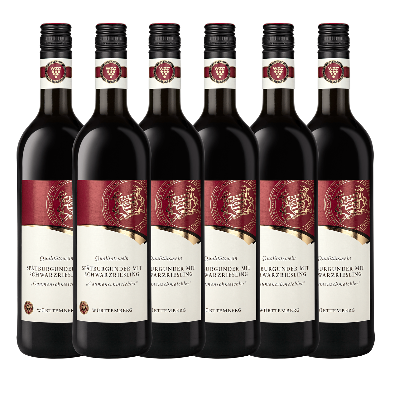 Württembergische WZG Württemberger Gaumenschmeichler Spätburgunder mit Schwarzriesling Qualitätswein lieblich 0,75L 6er Karton