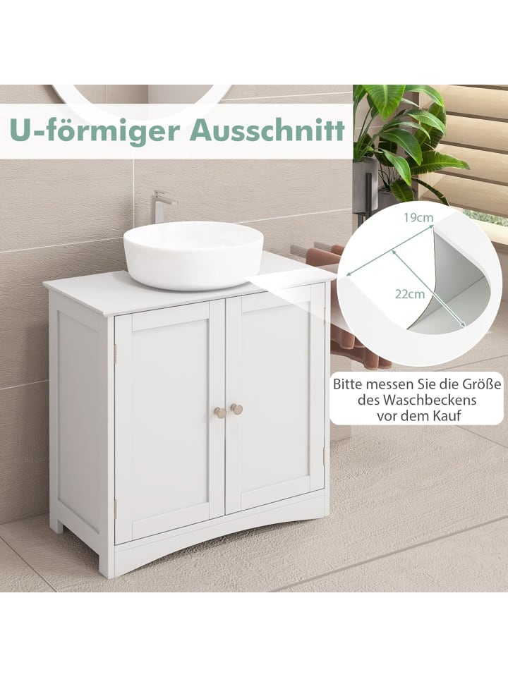 COSTWAY Waschbeckenunterschrank 60 x 30 x 60 cm in Weiß günstig kaufen onesize