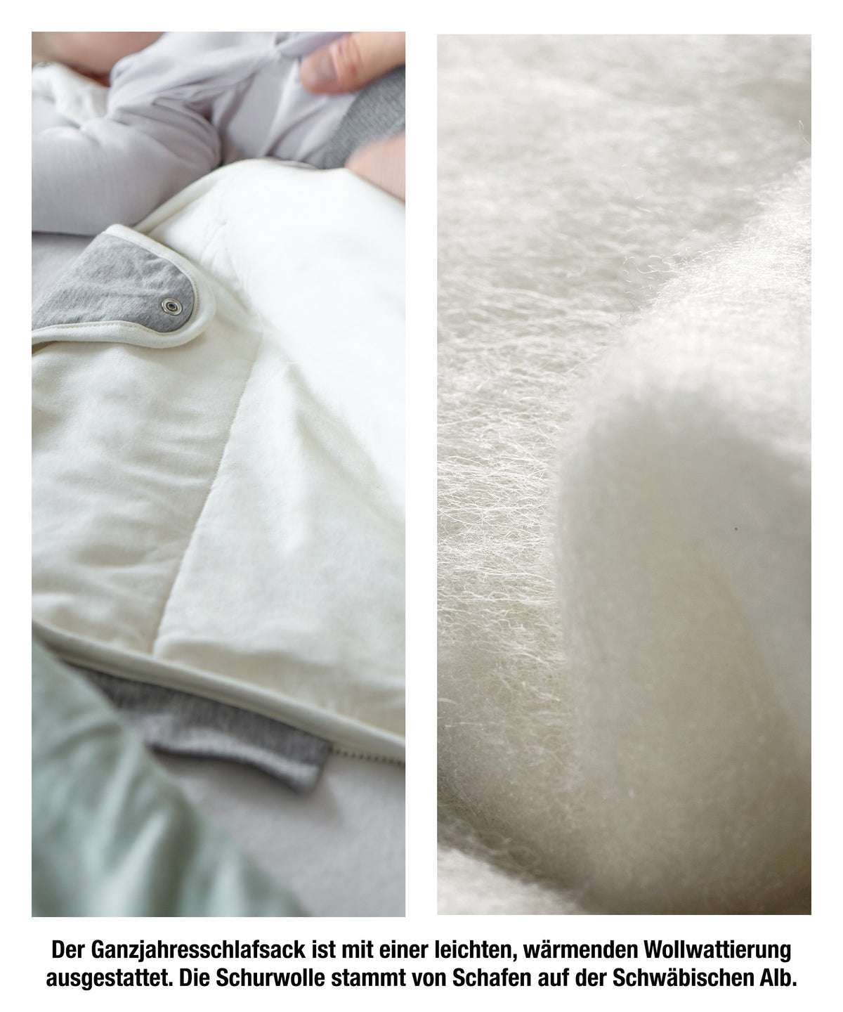Baby-Schlafsack mit Wollfüllung