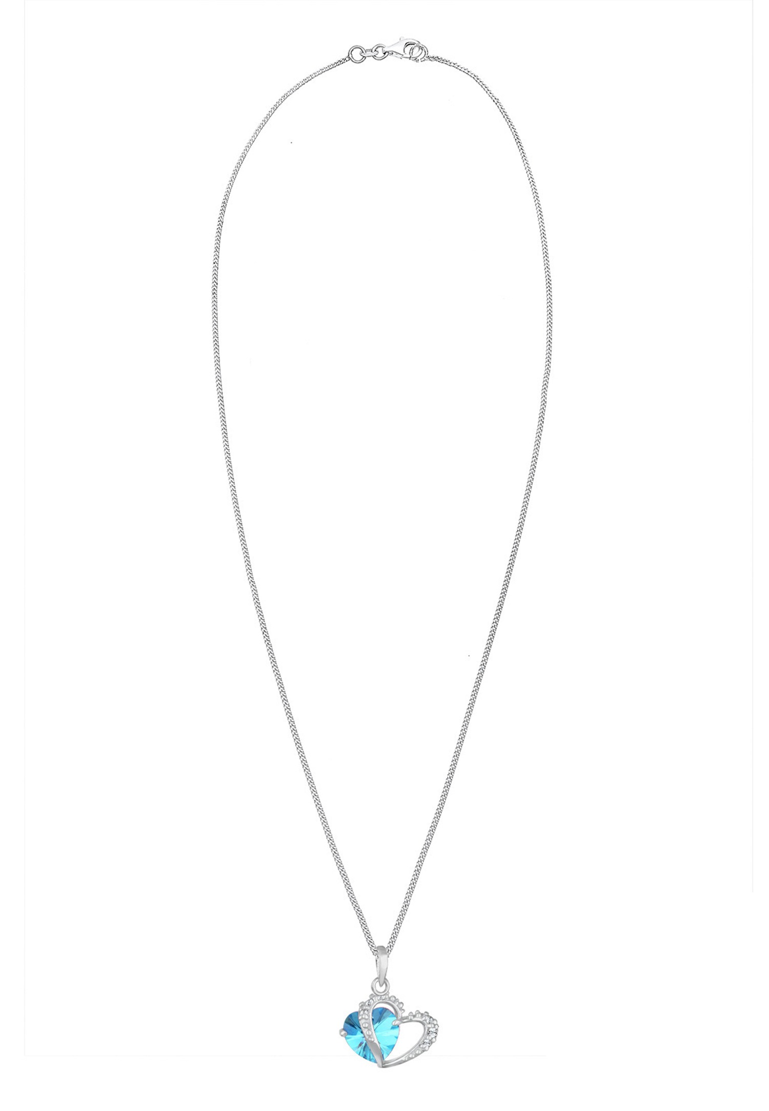 Elli ženski privjesak u obliku srca s kristalima od 925 sterling srebra, duljine 45 cm