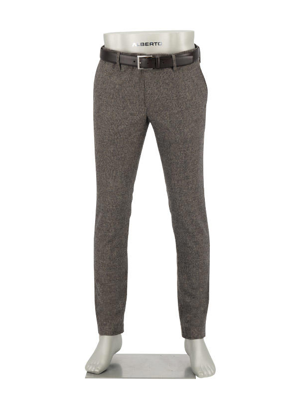 Alberto, Hose, Slim Fit, Wolle waschbar, greige meliert