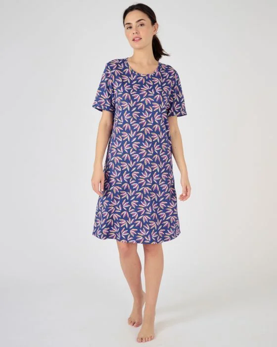 Chemise de nuit manches courtes pur coton peigné