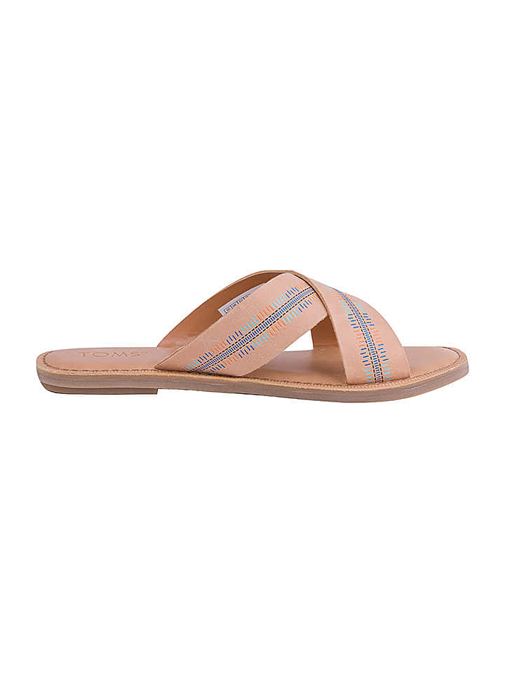 TOMS Leder-Pantoletten in Hellbraun/ Bunt günstig kaufen 37,5