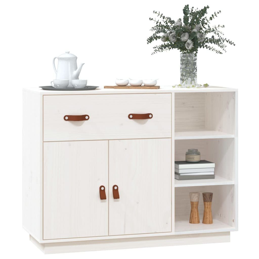 vidaXL Anrichte Sideboard Weiß 98,5x40x75 cm Massivholz Kiefer