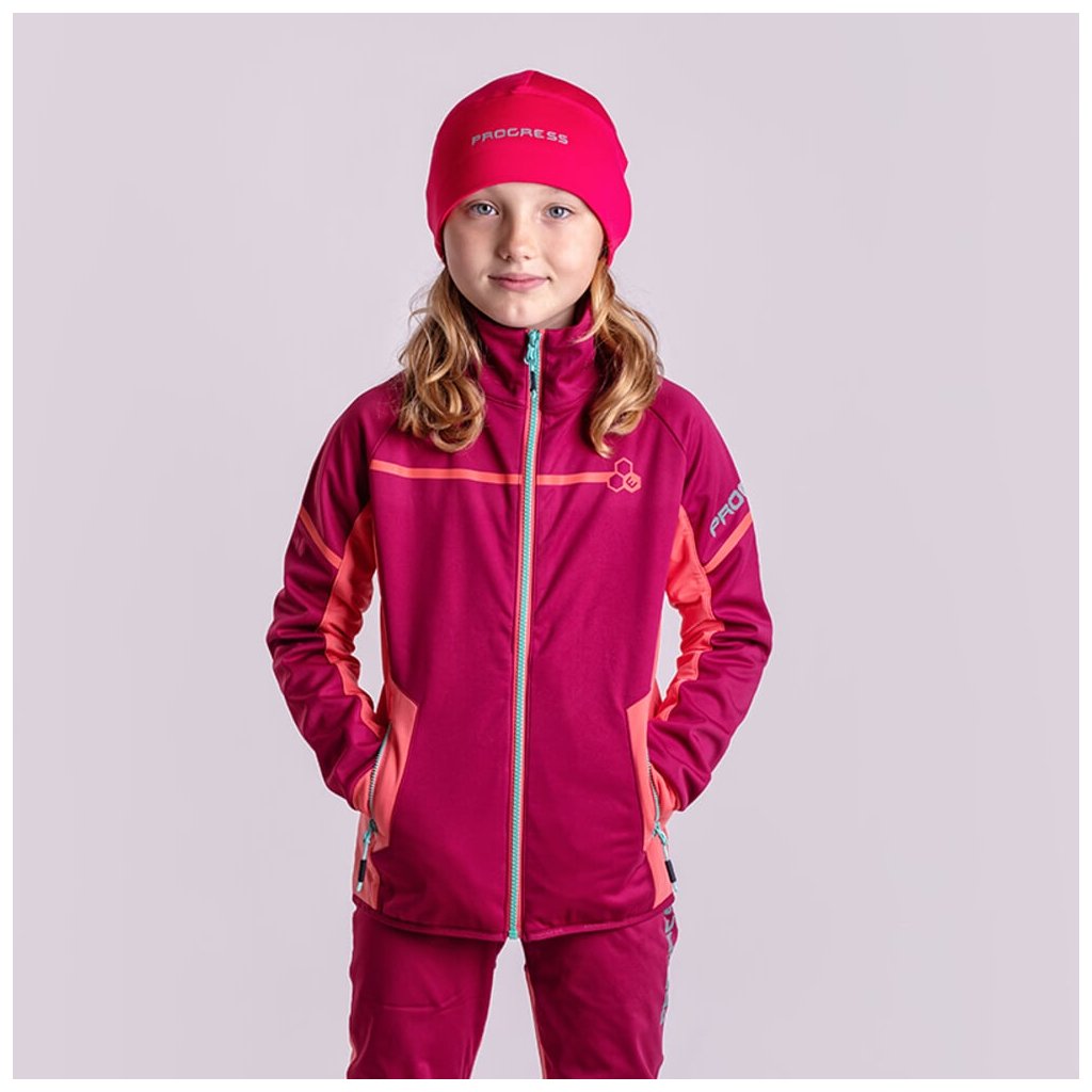 Progress Coolio JKT Kinder-Softshell-Jacke Weinrot/Rosa