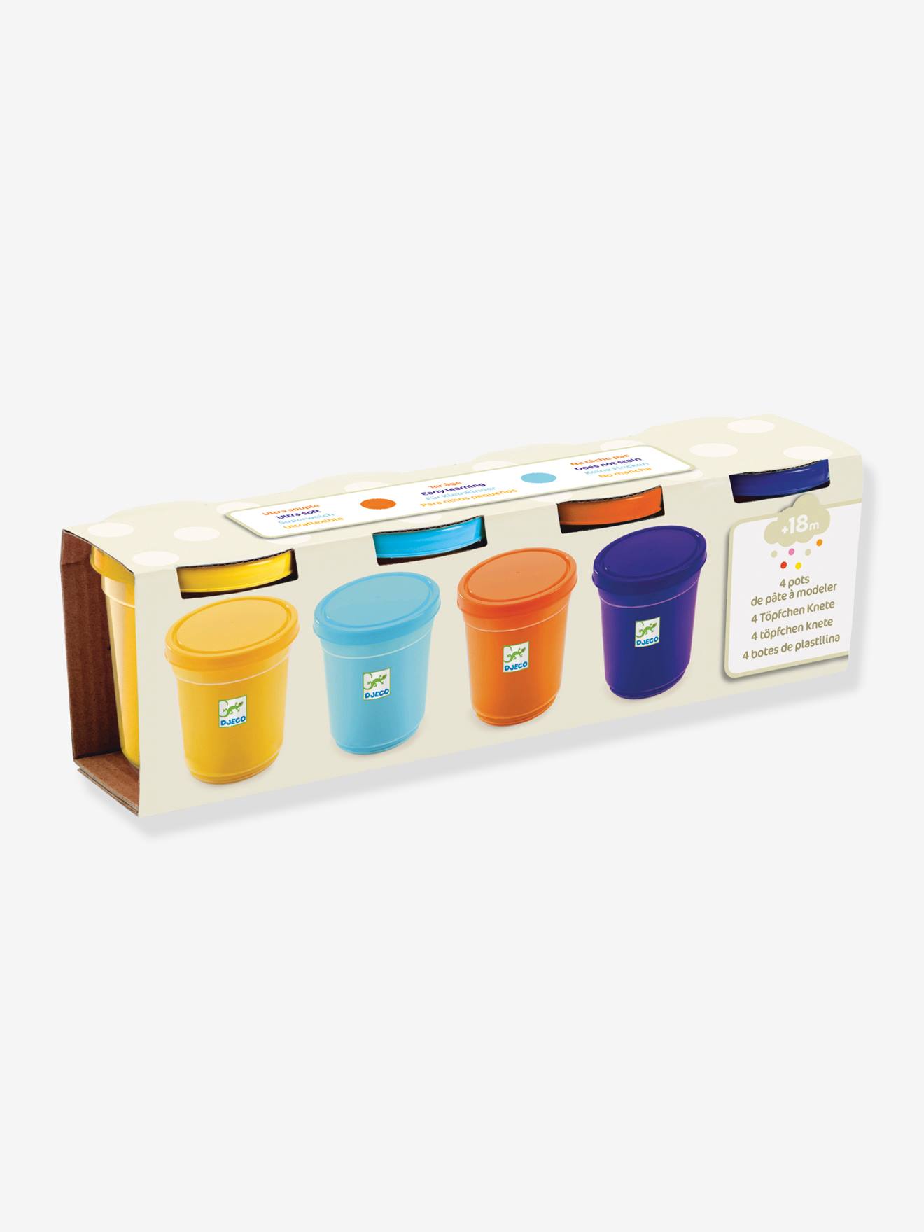 4 pots de pâte à modeler nature DJECO multicolore