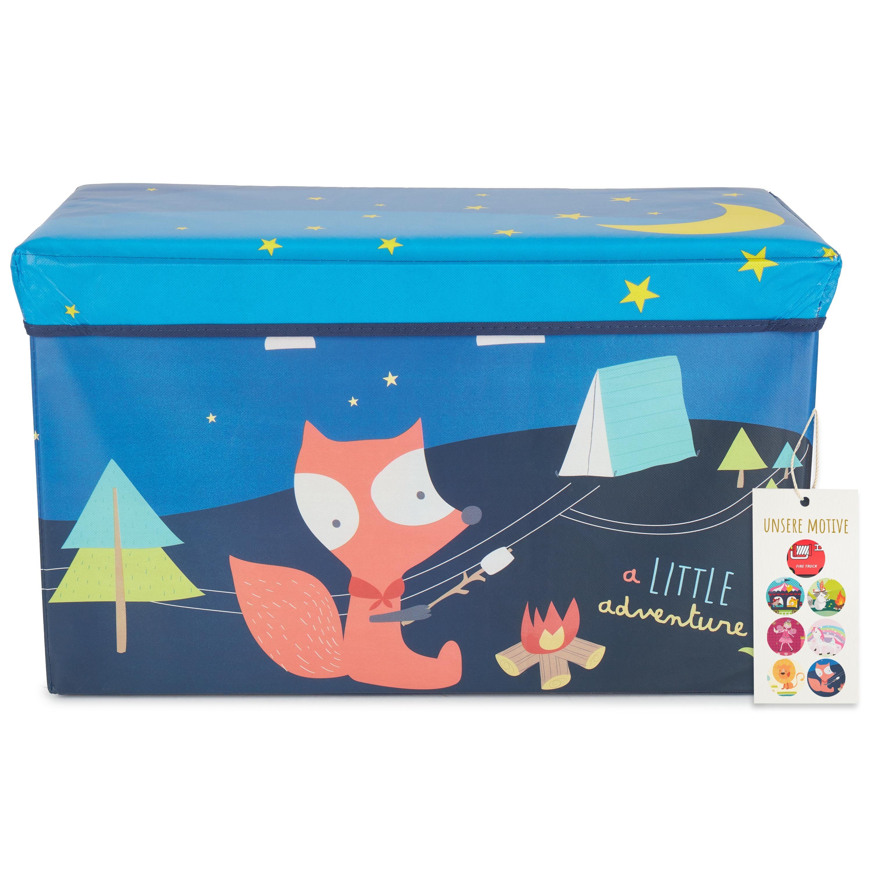 BIECO Spielzeugtruhe Bieco Aufbewahrungsbox mit Deckel Pfadfinder 60L, faltbar ca. 60x30x35cm Spielzeugkiste mit Deckel Aufbewahrungsbox Kinder Kisten mit Deckel Aufbewahrungsbox Groß Wickeltisch Organizer