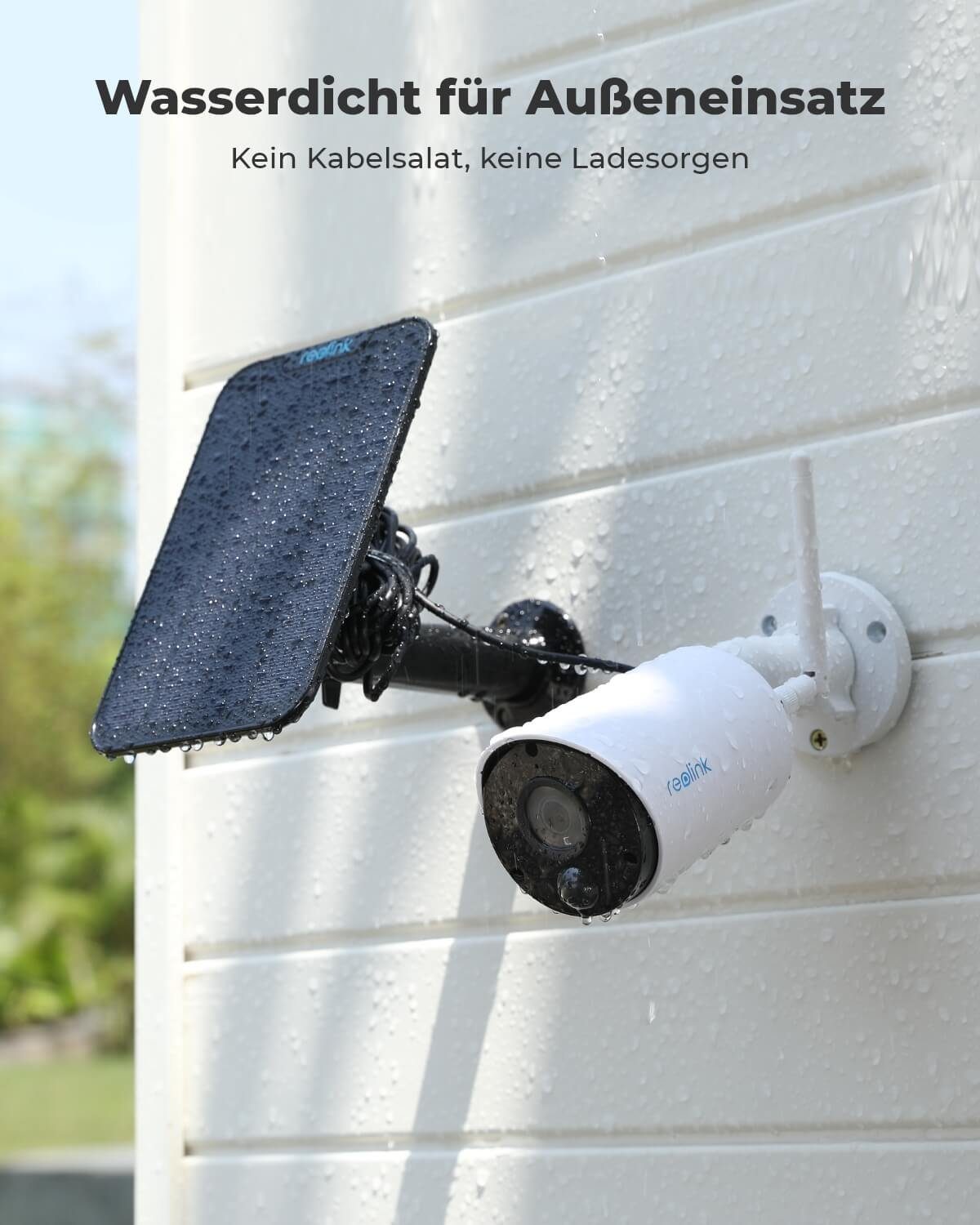 Reolink Argus Eco+Solarpanel 3MP Akku- oder solarbetriebene WLAN IP Überwachungskamera (Außenbereich, Personen-/Autoerkennung, IR-Nachtsicht)