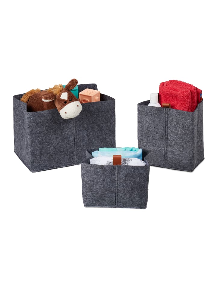 relaxdays 3-tlg. Aufbewahrungskorb in Grau günstig kaufen onesize