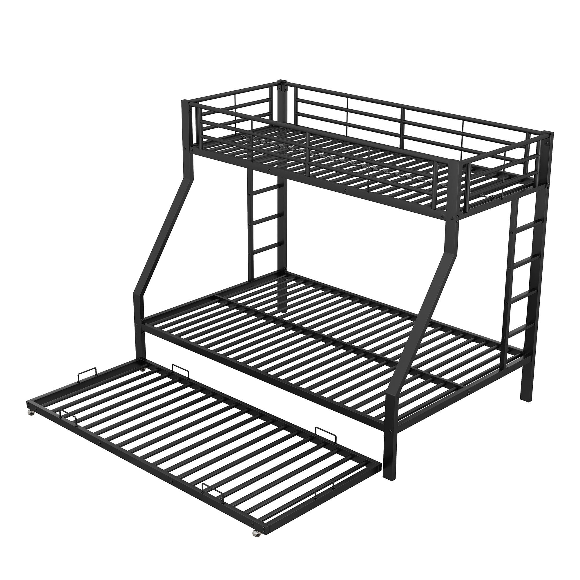 WISHDOR Kinderbett Einzelbett, Bett, Etagenbett, Metallbett mit ausziehbarem Bett (mit Leiter auf beiden Seiten für Kinder Jugendliche, Erwachsene, einfach zu montieren, 90(140)x200cm), Ohne Matratze