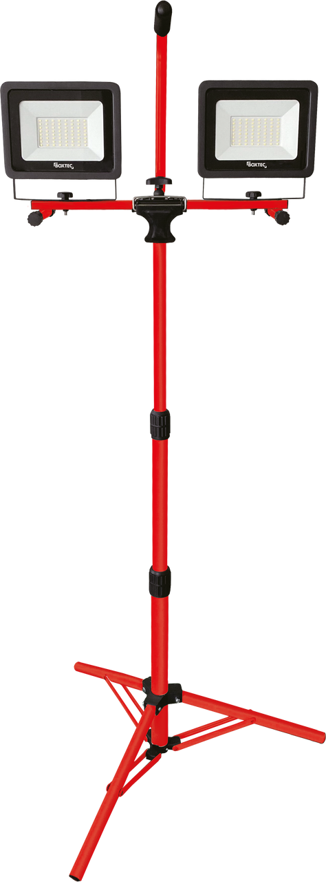 BOXTEC LED 100W (2x50W) Arbeitsleuchte, Baustrahler auf Teleskopstativ, abnehmbar, 5m Gummikabel